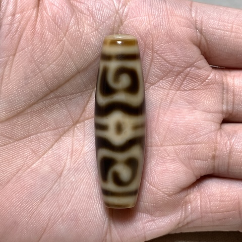 Lotus and Ritual Object Dzi Bead